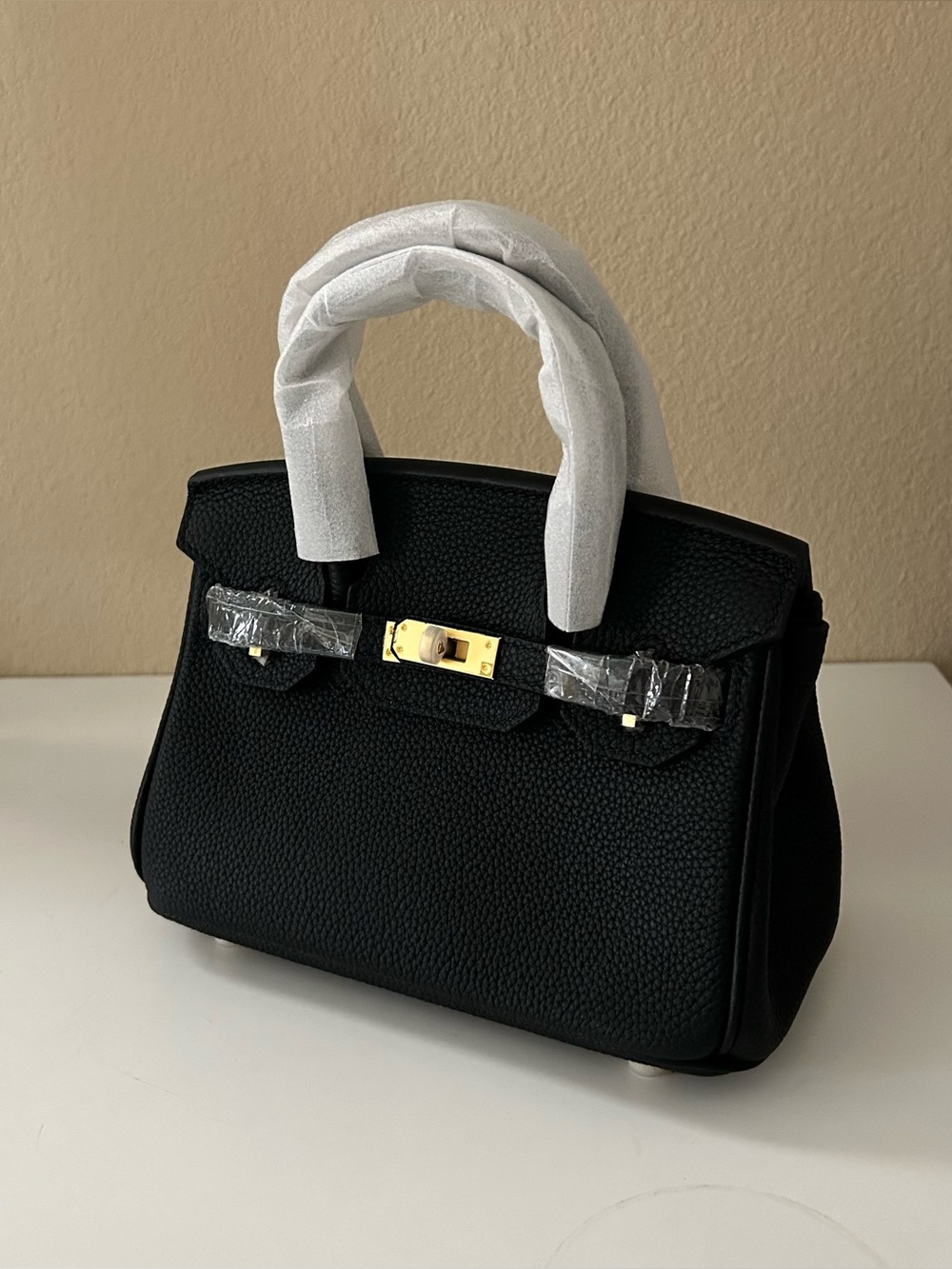 20cm Black Top Handle Mini Leather Satchel BK Style